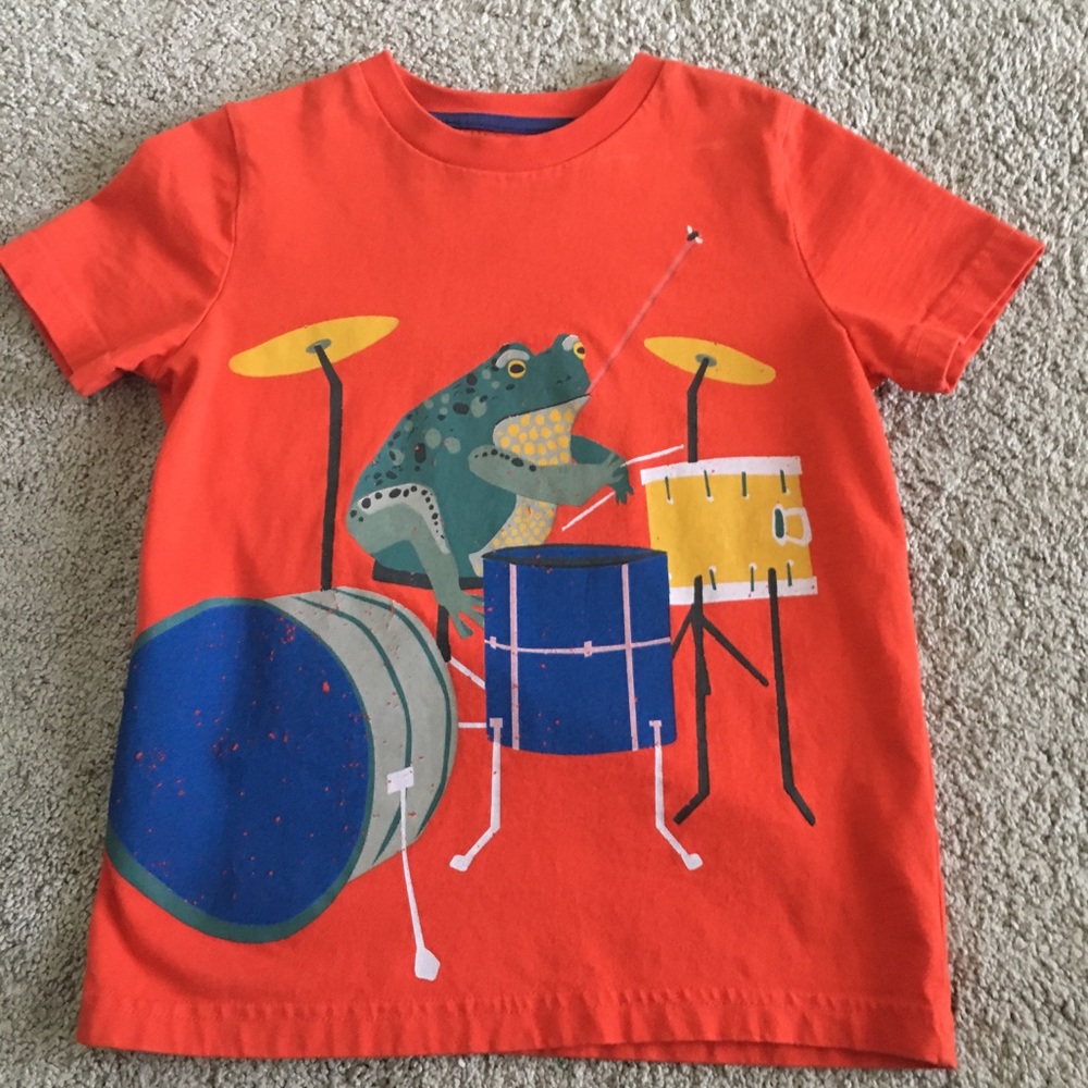 Mini Boden Drumming Frog T-shirt size 4-5